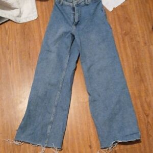 Zara Wide-Leg Denim Jeans in Light Blue